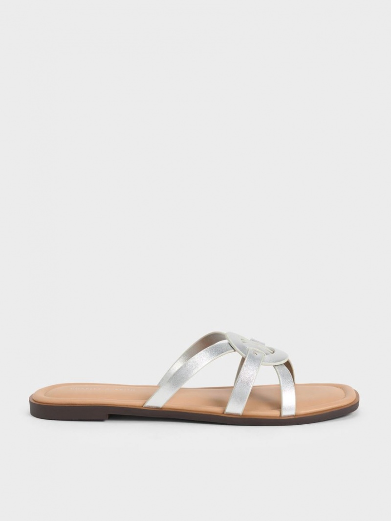 Σαγιοναρεσ Charles And Keith Ring Detail strappy Flats ασημι | 82365-QNYV