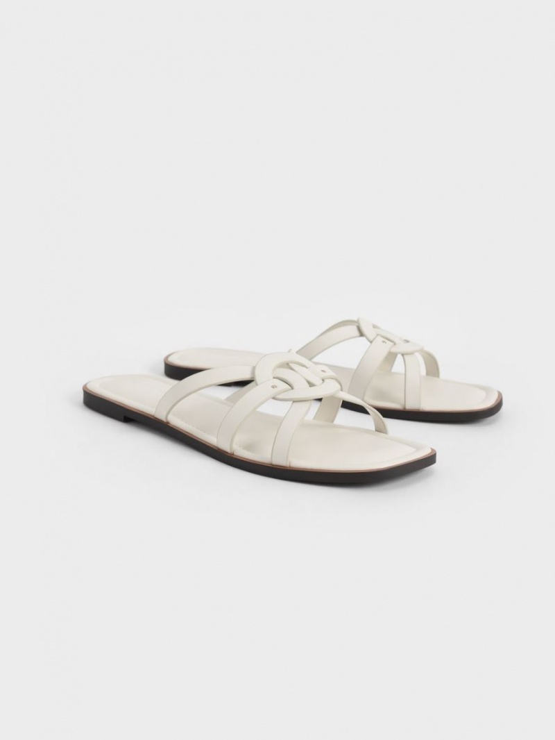 Σαγιοναρεσ Charles And Keith Ring Detail strappy Flats ασπρα | 52039-FNYI