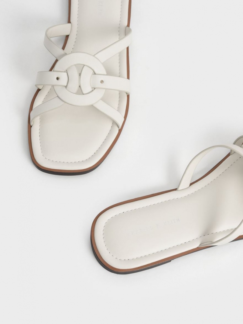 Σαγιοναρεσ Charles And Keith Ring Detail strappy Flats ασπρα | 52039-FNYI