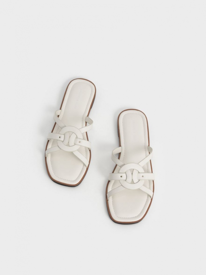 Σαγιοναρεσ Charles And Keith Ring Detail strappy Flats ασπρα | 52039-FNYI
