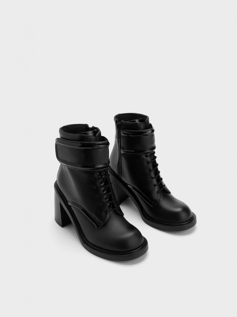 Μποτακια Charles And Keith Rosalie δερματινα μαυρα | 23079-FTML