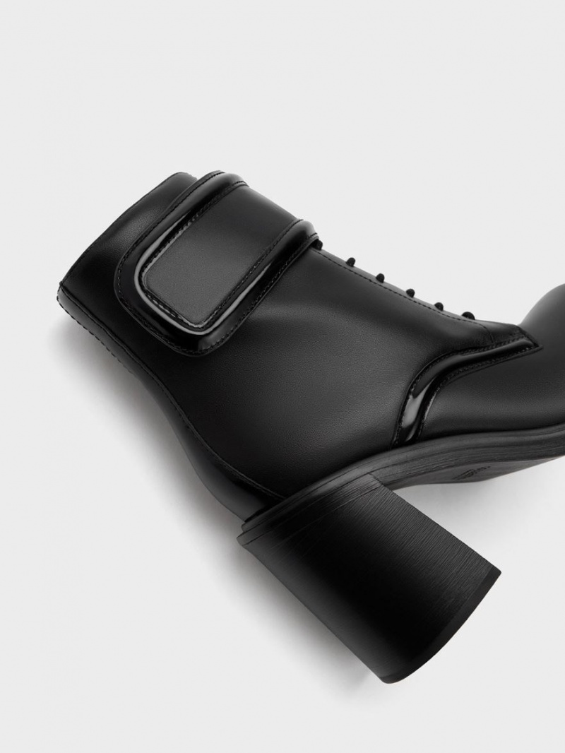 Μποτακια Charles And Keith Rosalie δερματινα μαυρα | 23079-FTML