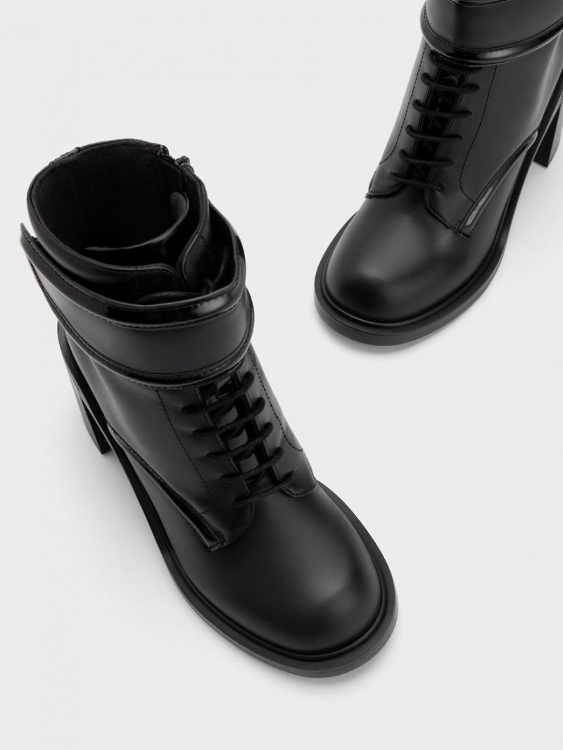 Μποτακια Charles And Keith Rosalie δερματινα μαυρα | 23079-FTML