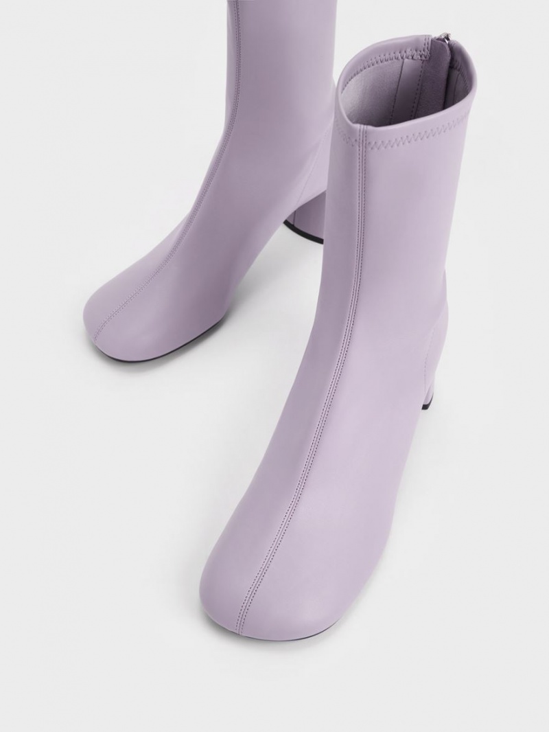 Μποτακια Charles And Keith Round-toe Zip-Up μωβ | 32507-GEFR