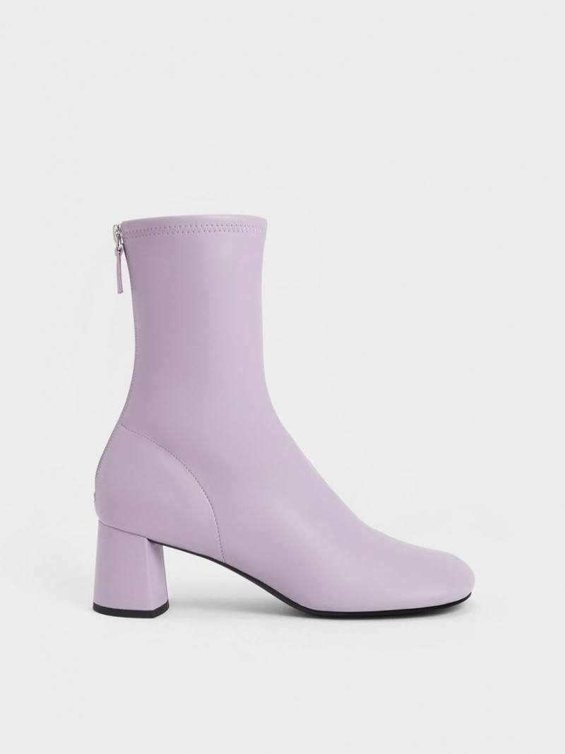 Μποτακια Charles And Keith Round-toe Zip-Up μωβ | 32507-GEFR