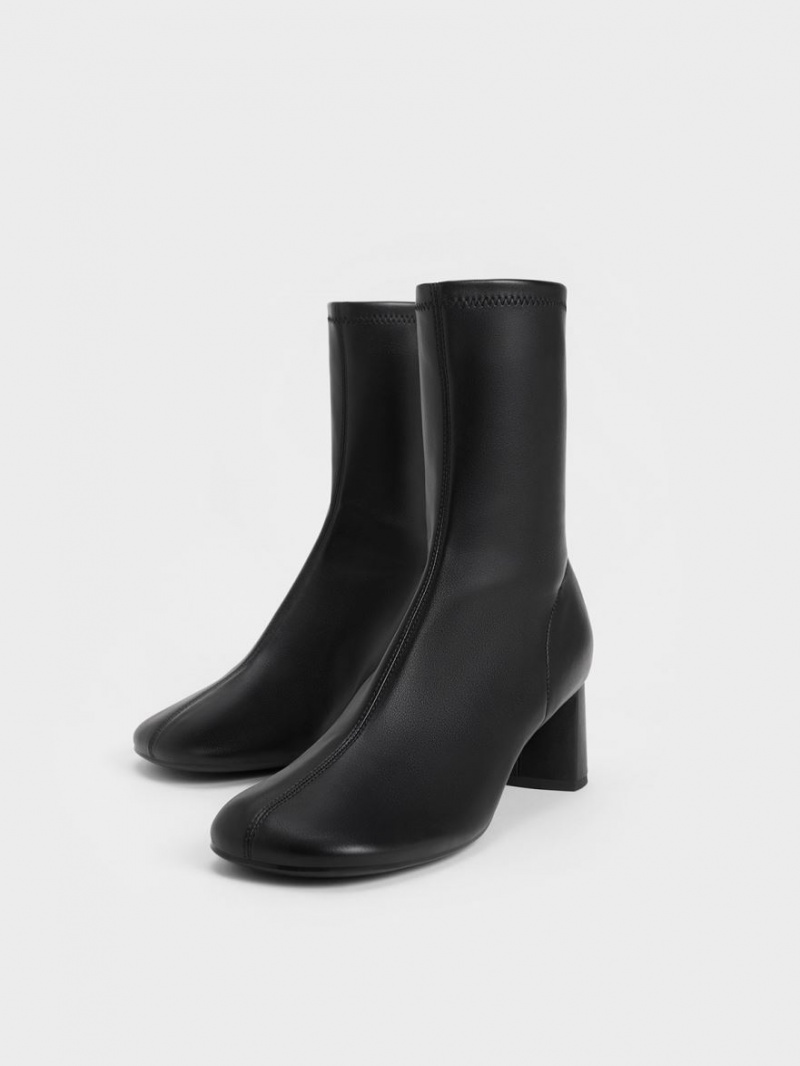 Μποτακια Charles And Keith Round-toe Zip-Up μαυρα | 89672-MJRN