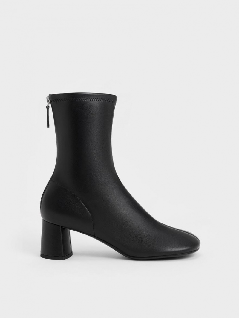 Μποτακια Charles And Keith Round-toe Zip-Up μαυρα | 89672-MJRN