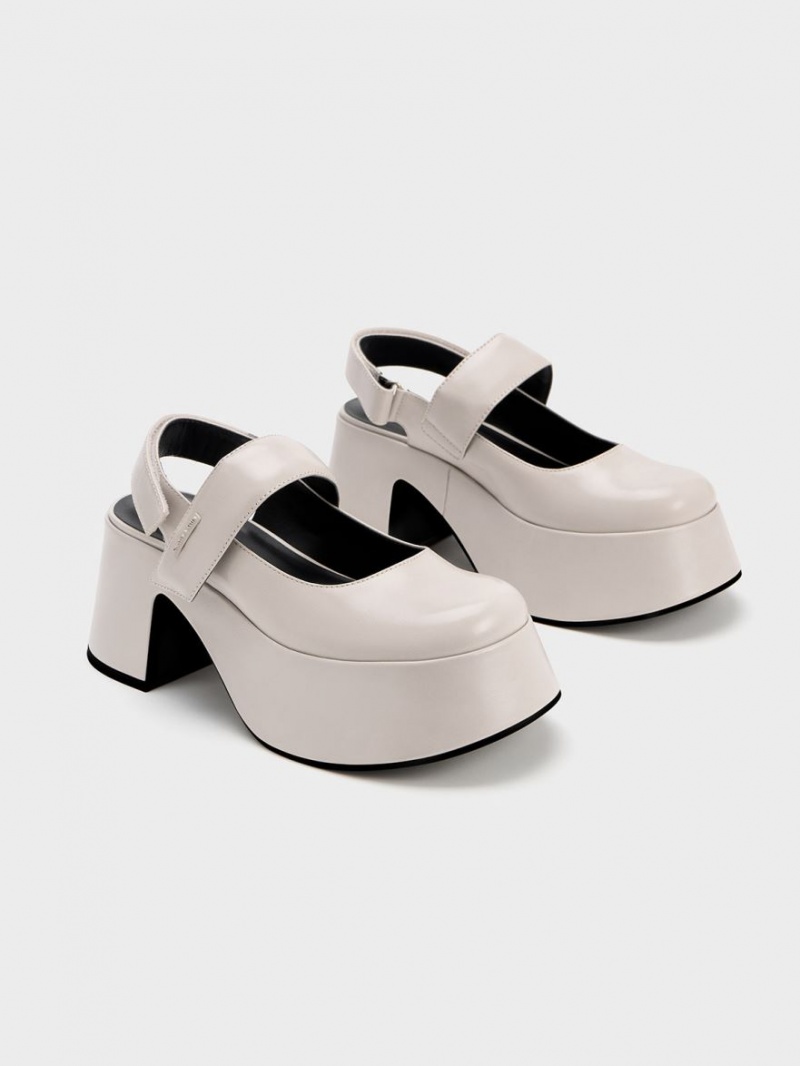 Γοβεσ Charles And Keith Rubina Slingback Mary Jane ανοιχτο γκρι | 26105-KIPS
