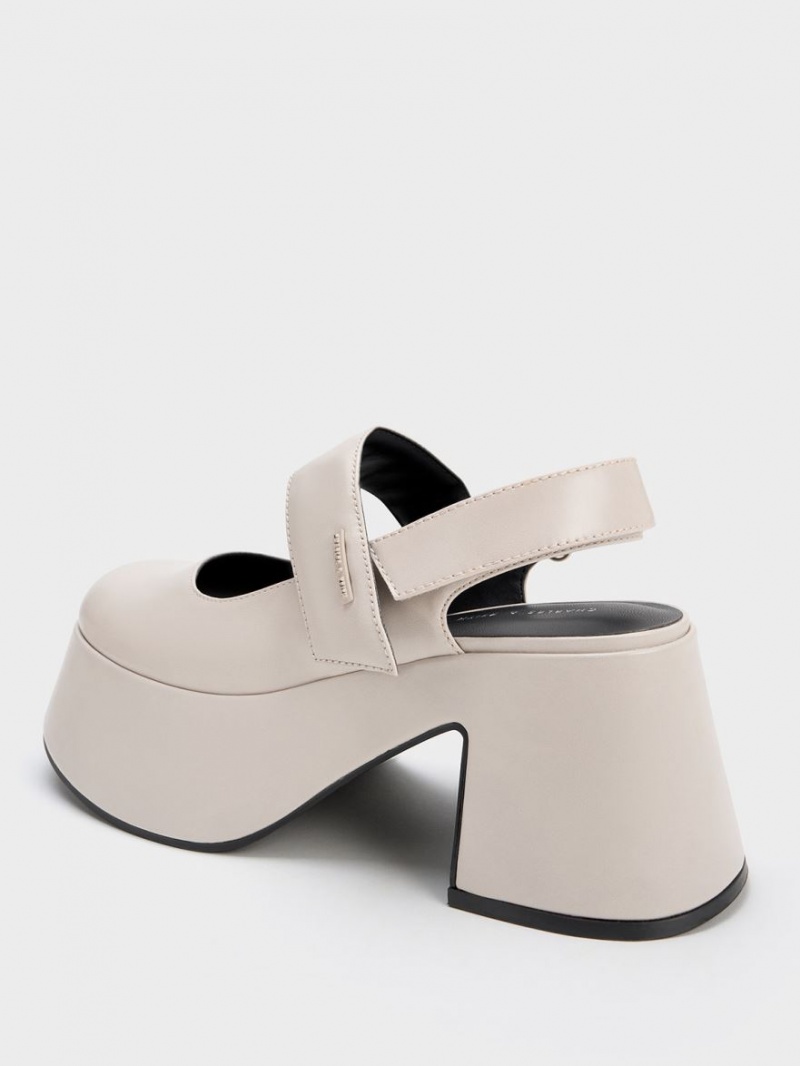 Γοβεσ Charles And Keith Rubina Slingback Mary Jane ανοιχτο γκρι | 26105-KIPS