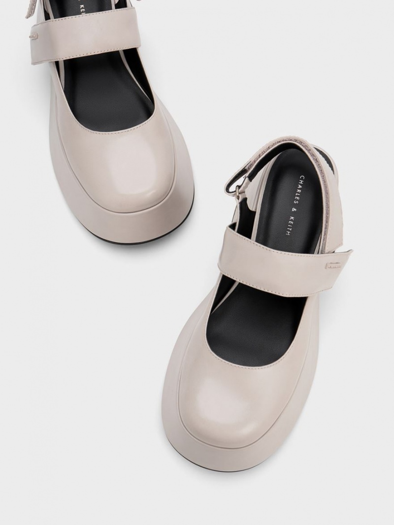 Γοβεσ Charles And Keith Rubina Slingback Mary Jane ανοιχτο γκρι | 26105-KIPS