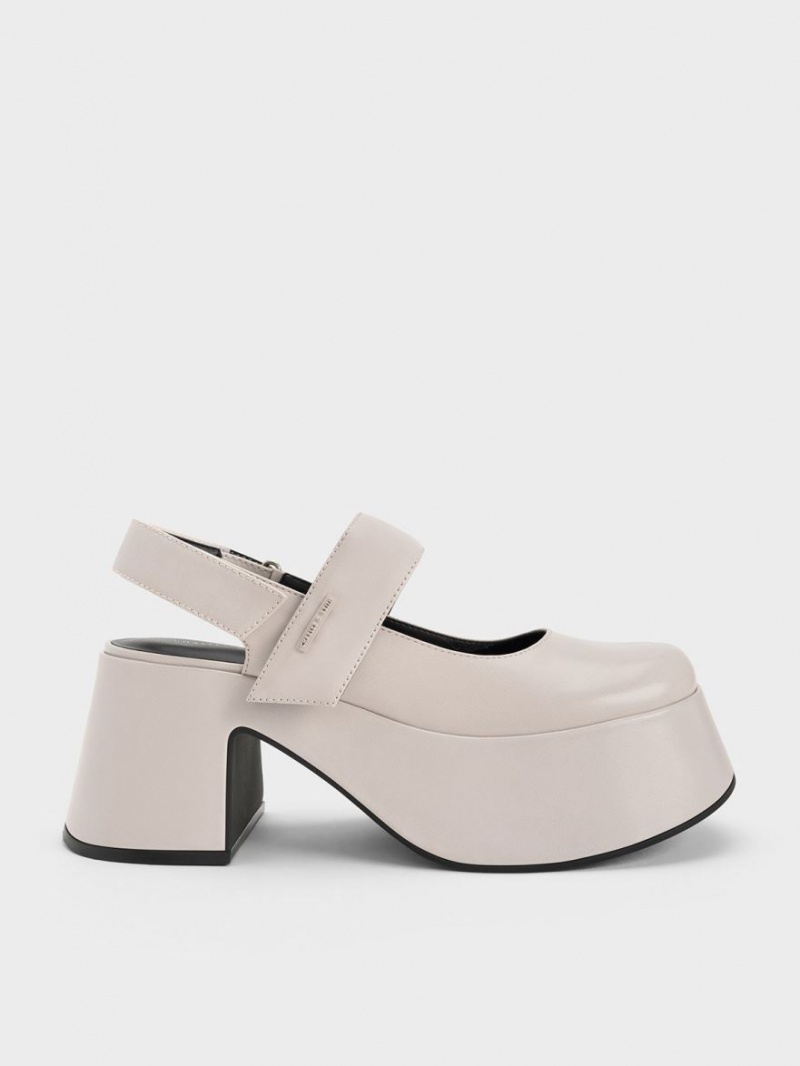 Γοβεσ Charles And Keith Rubina Slingback Mary Jane ανοιχτο γκρι | 26105-KIPS