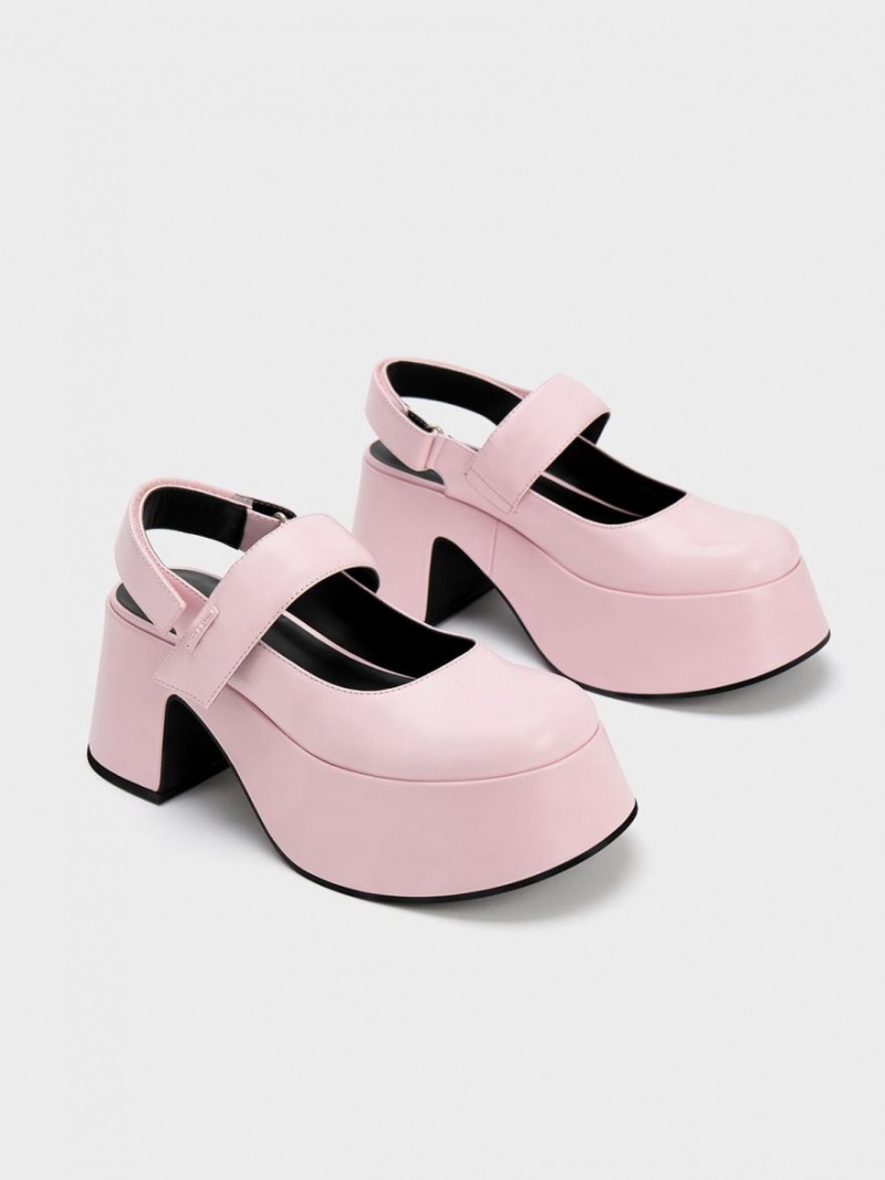 Γοβεσ Charles And Keith Rubina Slingback Mary Jane ανοιχτο ροζ | 58631-LATO