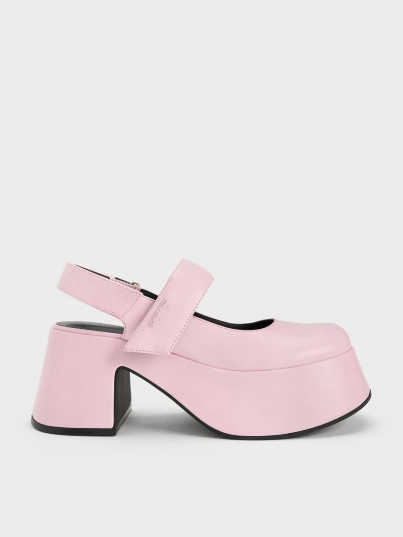 Γοβεσ Charles And Keith Rubina Slingback Mary Jane ανοιχτο ροζ | 58631-LATO