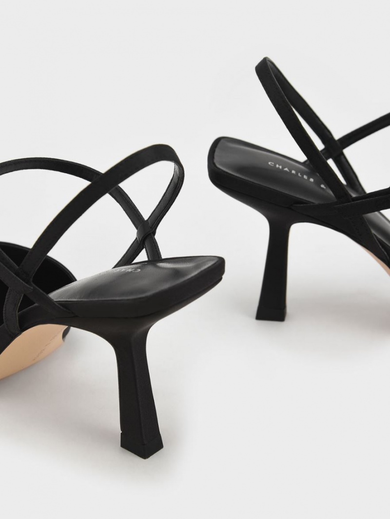 Γοβεσ Charles And Keith Satin Ankle-λουρακια μαυρα | 08613-PEUS