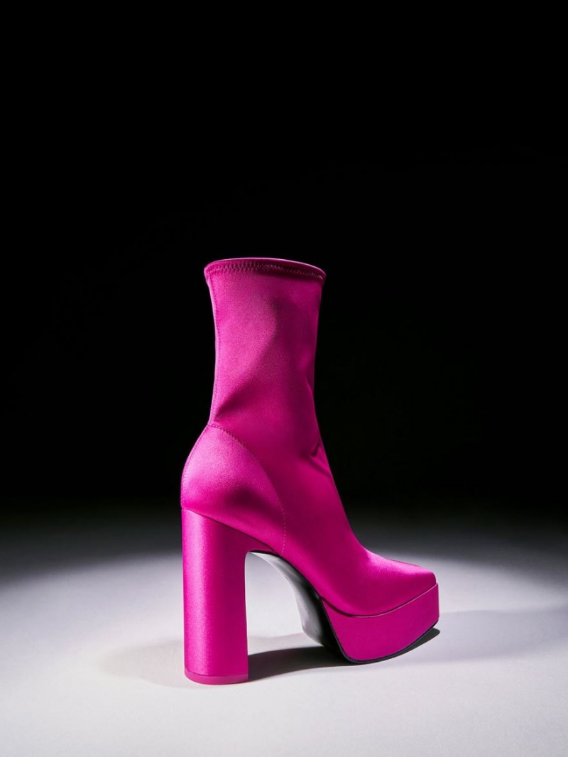 Μποτακια Charles And Keith Satin flatforms Block Heel φουξια | 16429-SGHL