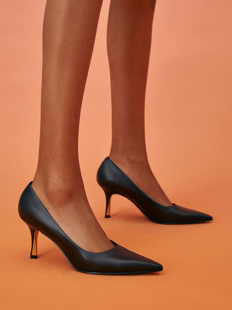 Γοβεσ Charles And Keith Sculptural Heel Pointed-toe μαυρα | 67134-OMKX
