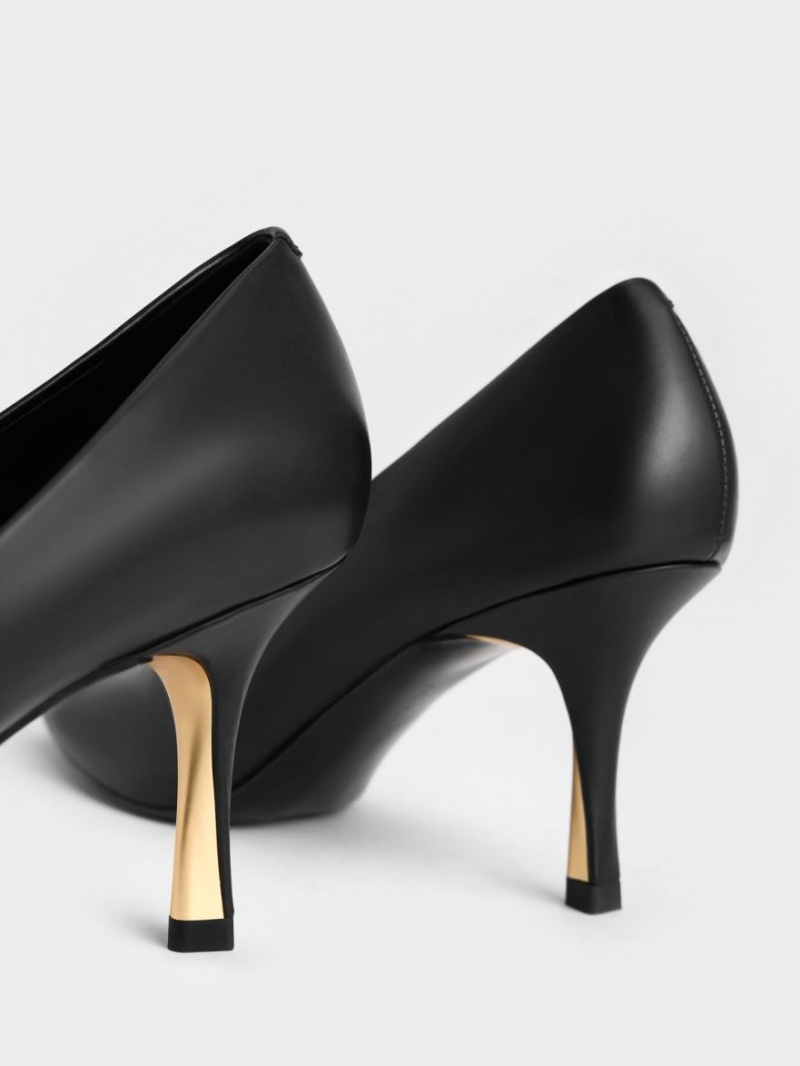 Γοβεσ Charles And Keith Sculptural Heel Pointed-toe μαυρα | 67134-OMKX