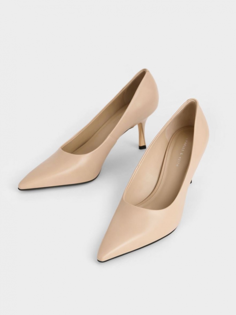 Γοβεσ Charles And Keith Sculptural Heel Pointed-toe Μπεζ | 25486-HCKT