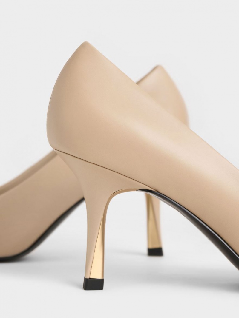 Γοβεσ Charles And Keith Sculptural Heel Pointed-toe Μπεζ | 25486-HCKT