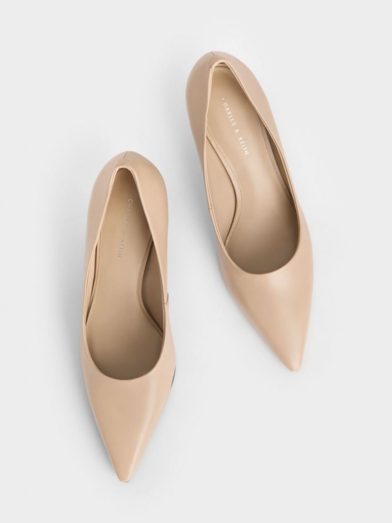 Γοβεσ Charles And Keith Sculptural Heel Pointed-toe Μπεζ | 25486-HCKT