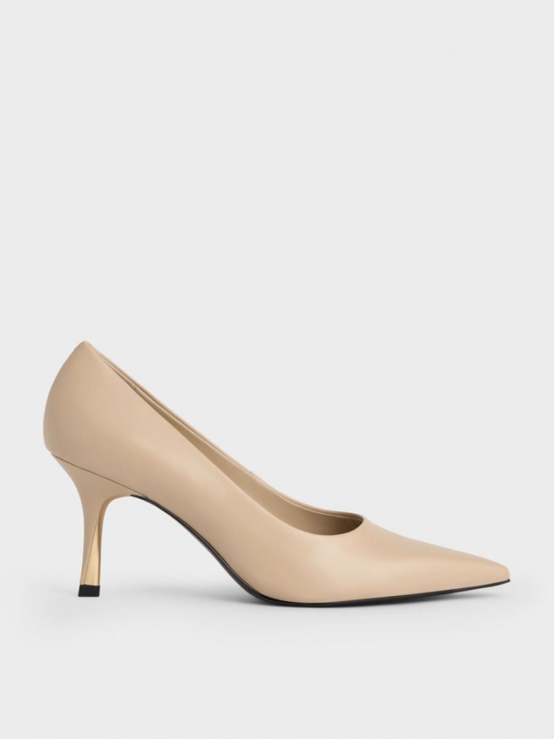 Γοβεσ Charles And Keith Sculptural Heel Pointed-toe Μπεζ | 25486-HCKT