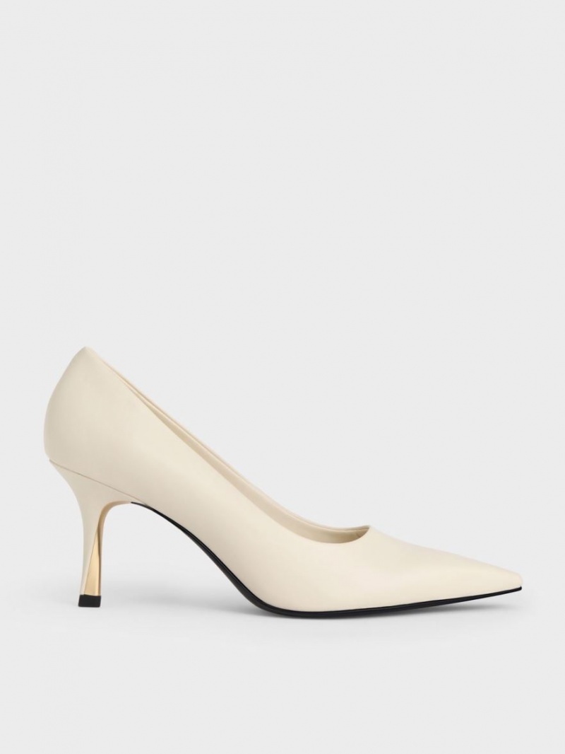 Γοβεσ Charles And Keith Sculptural Heel Pointed-toe κρέμα | 69274-VQST