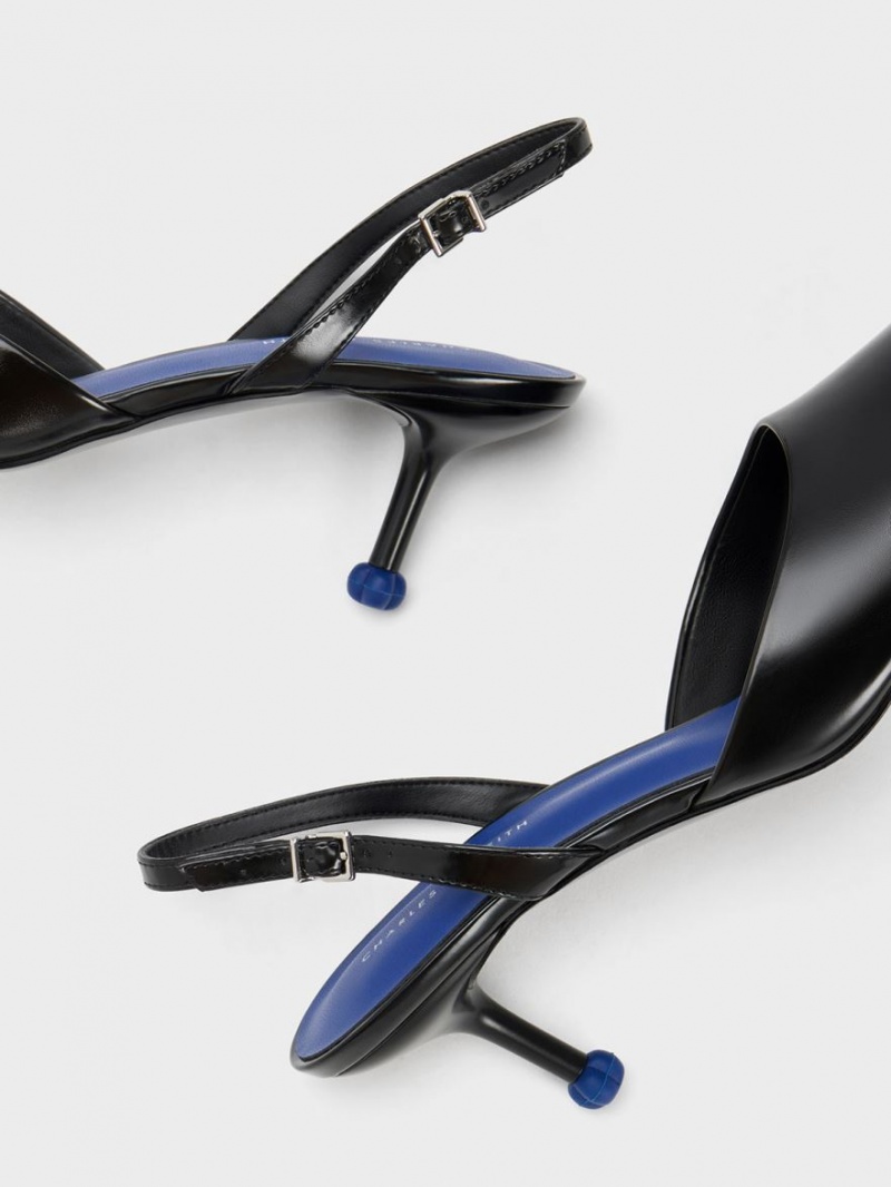 Γοβεσ Charles And Keith Sculptural Heel Slingback μαυρα | 16320-NAFI