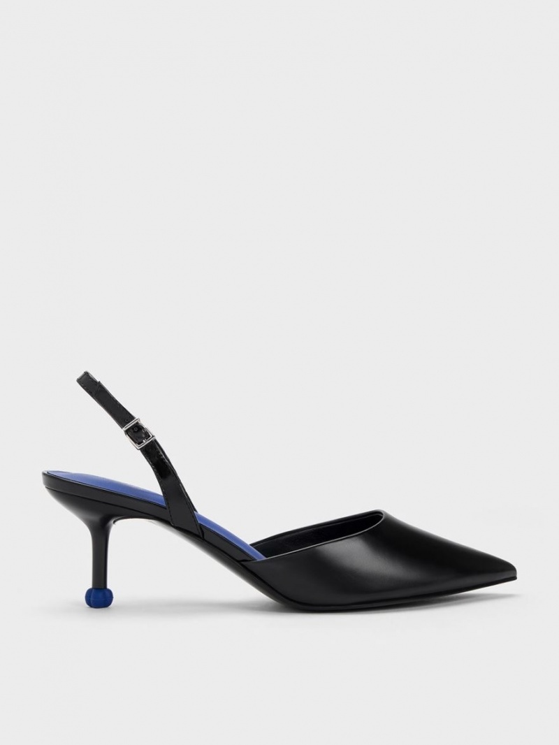 Γοβεσ Charles And Keith Sculptural Heel Slingback μαυρα | 16320-NAFI