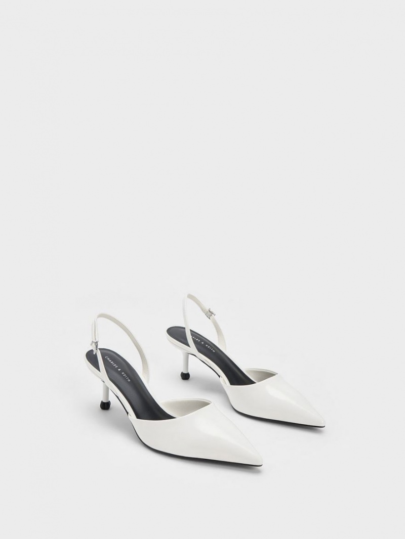 Γοβεσ Charles And Keith Sculptural Heel Slingback ασπρα | 69528-YQZE