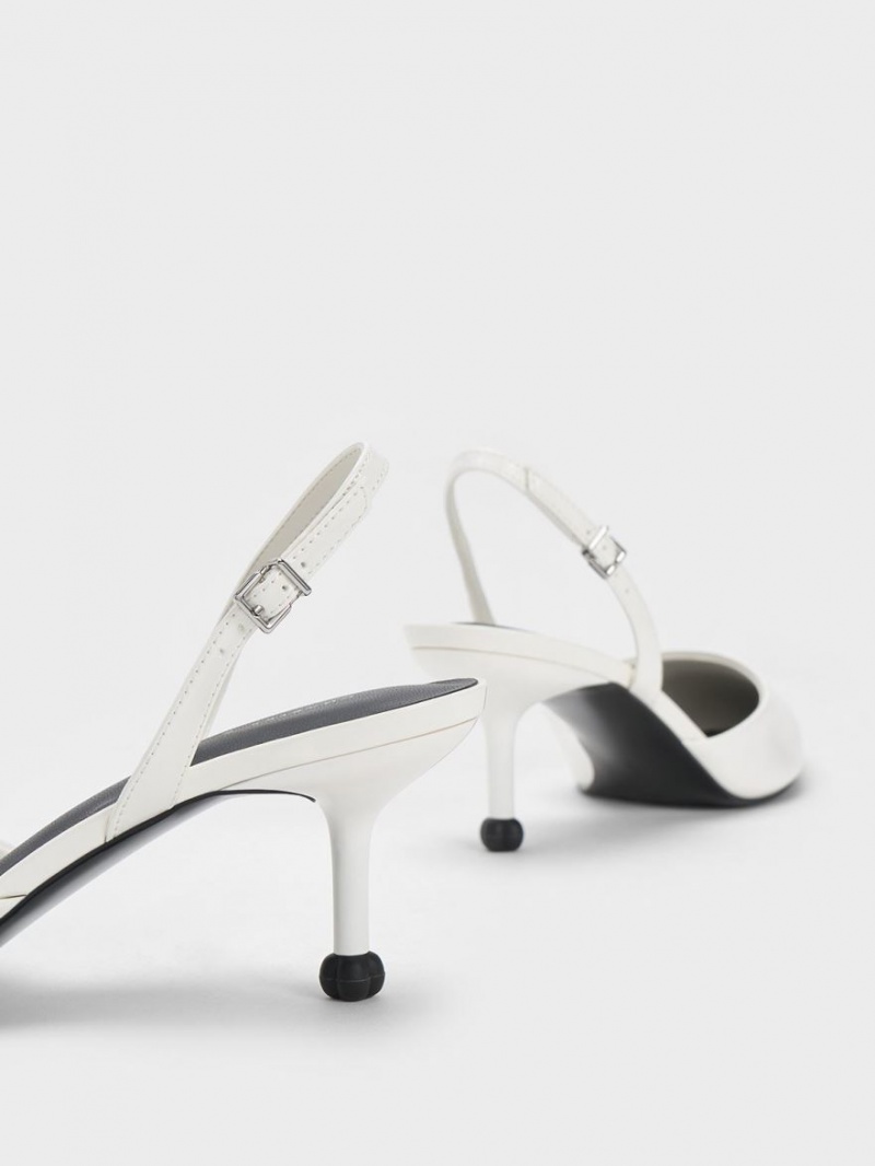 Γοβεσ Charles And Keith Sculptural Heel Slingback ασπρα | 69528-YQZE