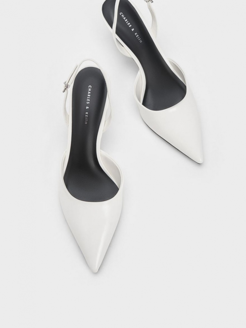 Γοβεσ Charles And Keith Sculptural Heel Slingback ασπρα | 69528-YQZE