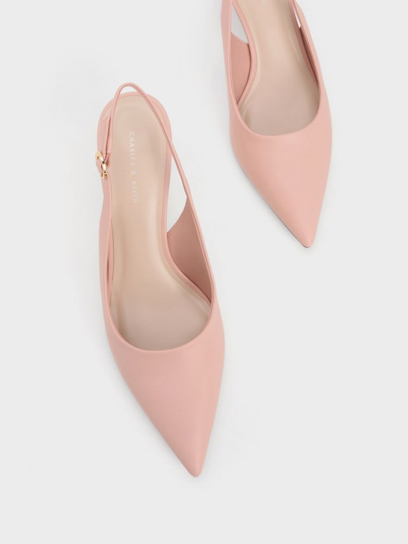 Γοβεσ Charles And Keith See-Through Trapeze Heel Slingback ροζ | 15987-SHMZ