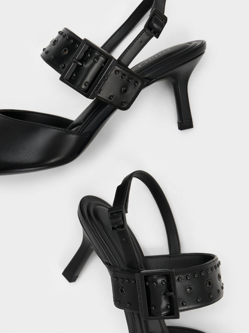 Γοβεσ Charles And Keith Sepphe Grommet Slingback μαυρα | 60713-JSLF