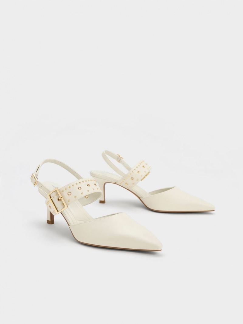 Γοβεσ Charles And Keith Sepphe Grommet Slingback ασπρα | 83497-RIMP