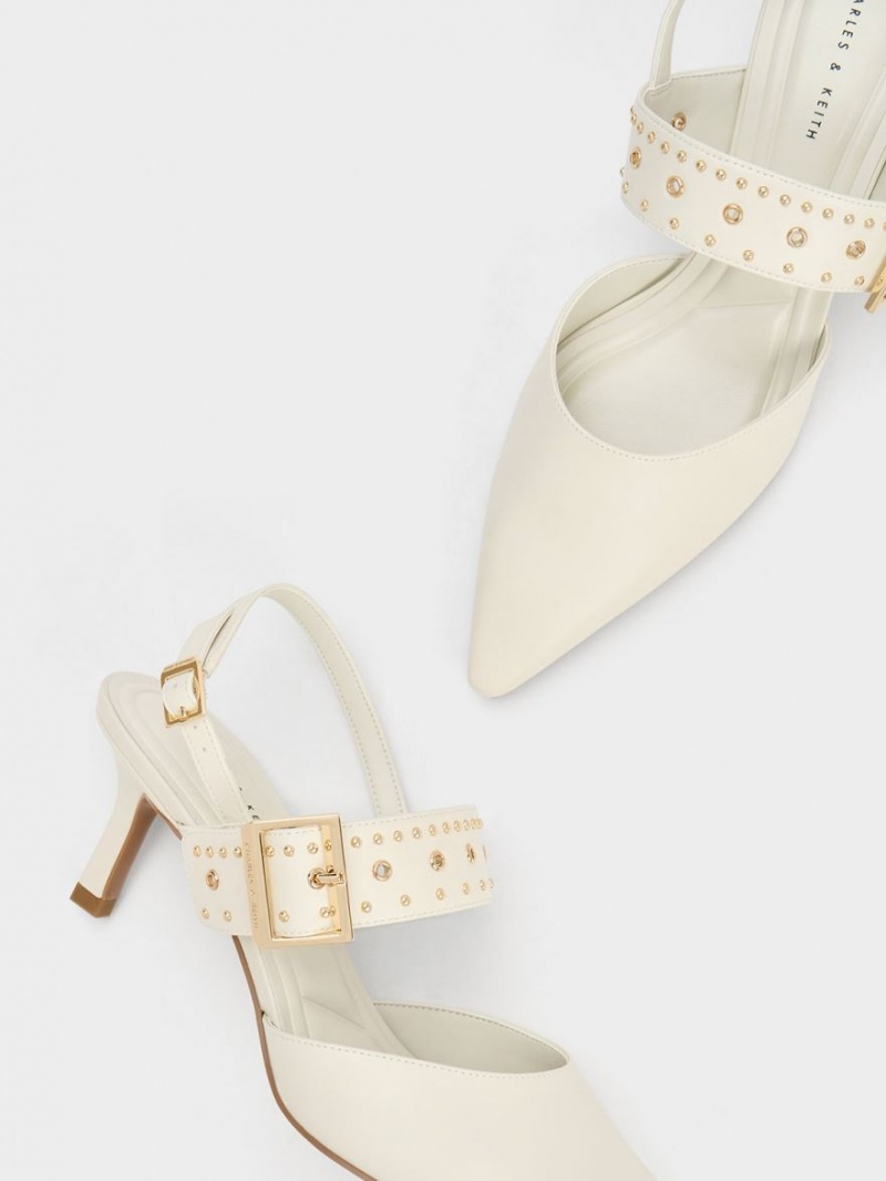 Γοβεσ Charles And Keith Sepphe Grommet Slingback ασπρα | 83497-RIMP