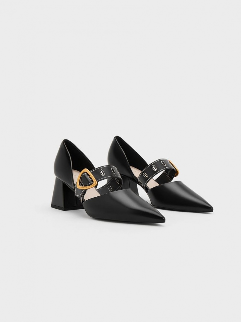 Γοβεσ Charles And Keith Sepphe Metallic πόρπης D'Orsay μαυρα | 64103-OMBU