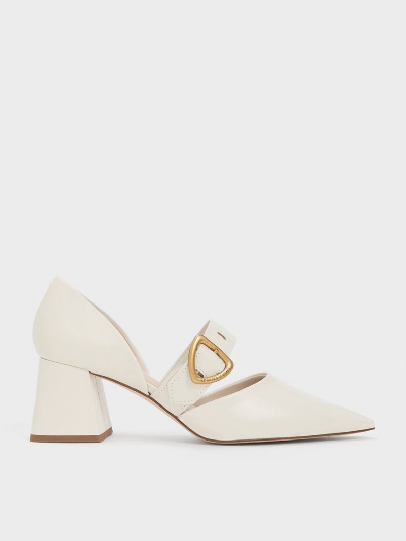 Γοβεσ Charles And Keith Sepphe Metallic πόρπης D\'Orsay κρέμα | 16340-UOXB