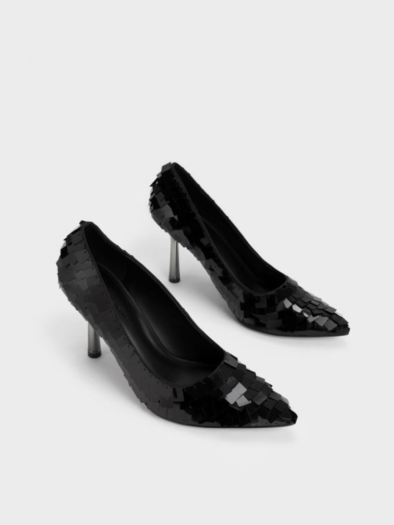 Γοβεσ Charles And Keith Sequinned Stiletto Heel μαυρα | 30164-EUTS