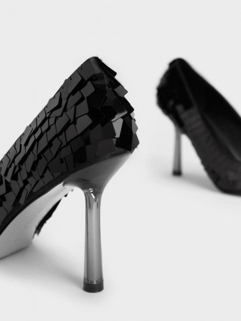 Γοβεσ Charles And Keith Sequinned Stiletto Heel μαυρα | 30164-EUTS