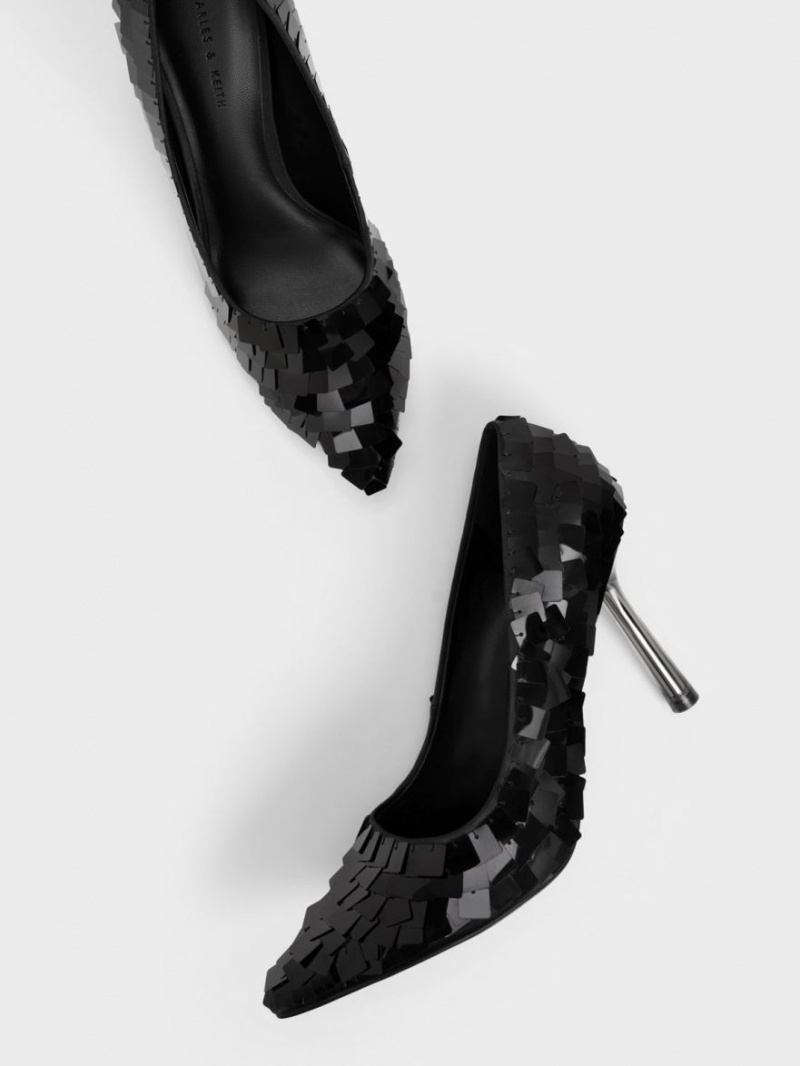 Γοβεσ Charles And Keith Sequinned Stiletto Heel μαυρα | 30164-EUTS