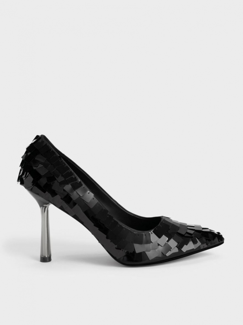 Γοβεσ Charles And Keith Sequinned Stiletto Heel μαυρα | 30164-EUTS