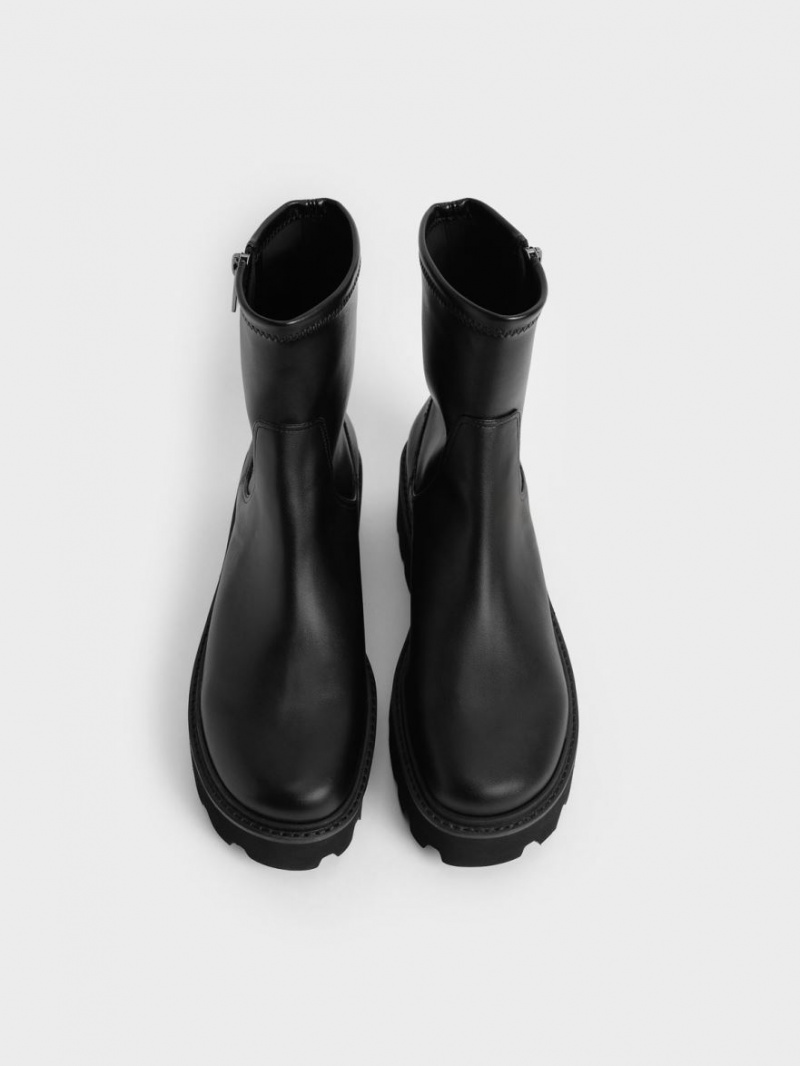 Μποτακια Charles And Keith Side-Zip μαυρα | 86239-QDAG