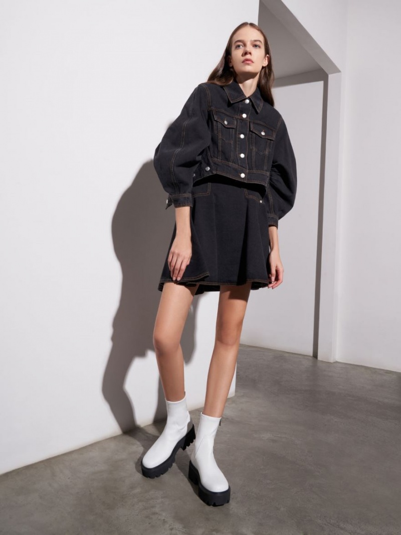 Μποτακια Charles And Keith Side-Zip ασπρα | 87392-HZDR