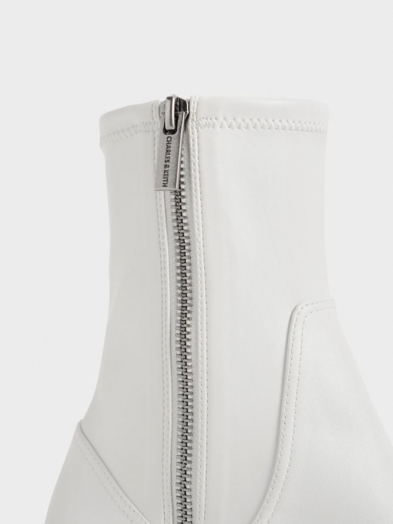 Μποτακια Charles And Keith Side-Zip ασπρα | 87392-HZDR