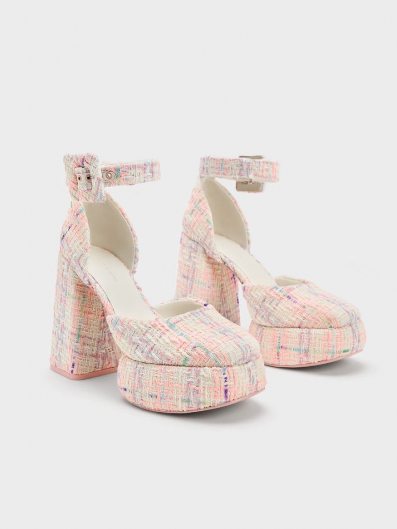 Γοβεσ Charles And Keith Sinead Tweed Buckled D'Orsay flatforms Πολύχρωμο | 90147-KWLQ