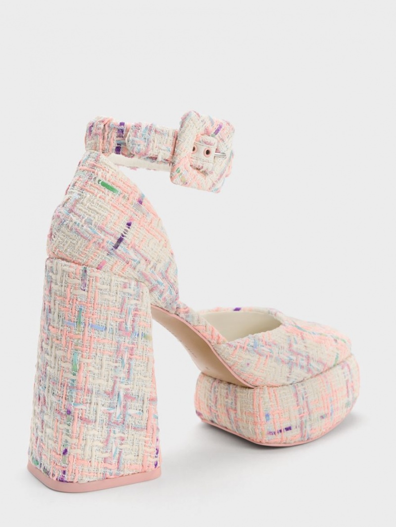 Γοβεσ Charles And Keith Sinead Tweed Buckled D'Orsay flatforms Πολύχρωμο | 90147-KWLQ