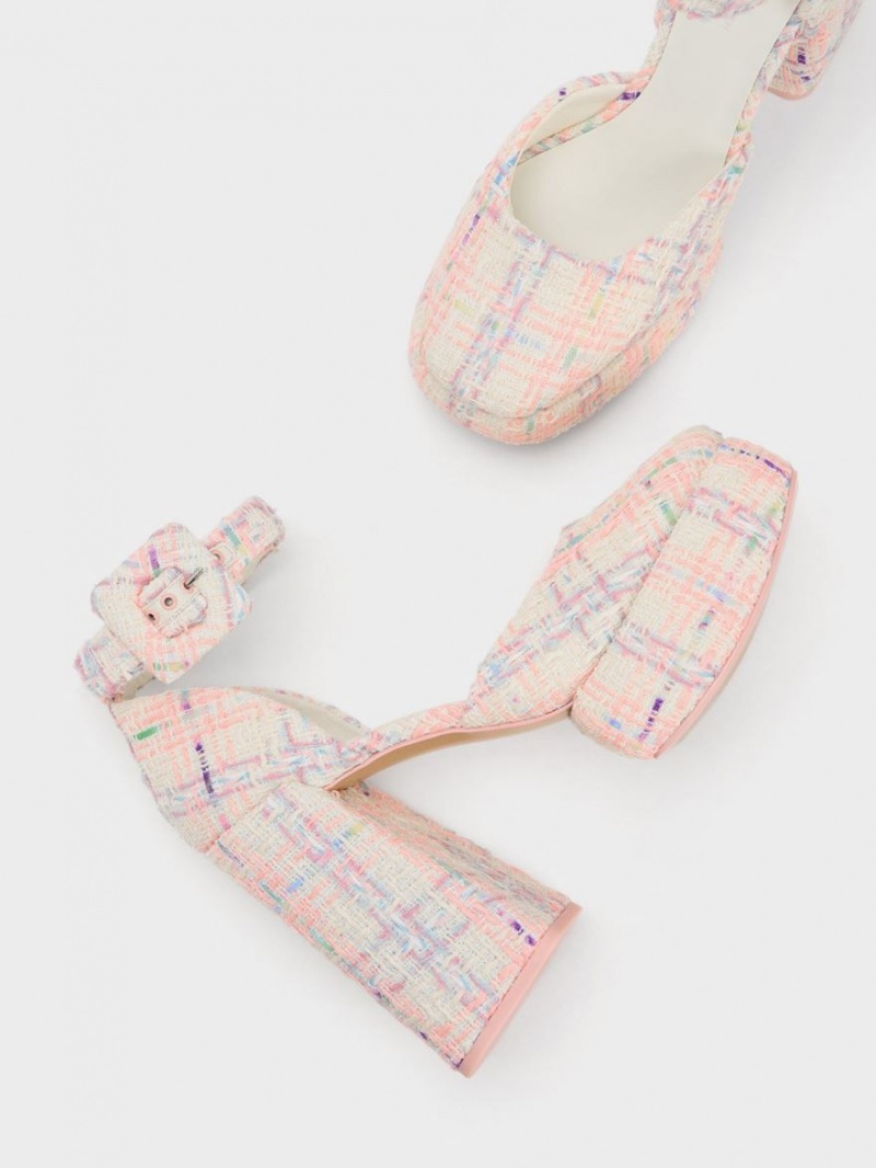 Γοβεσ Charles And Keith Sinead Tweed Buckled D'Orsay flatforms Πολύχρωμο | 90147-KWLQ