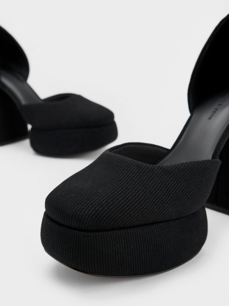 Γοβεσ Charles And Keith Sinead Woven Buckled D'Orsay flatforms μαυρα | 86359-AXGL