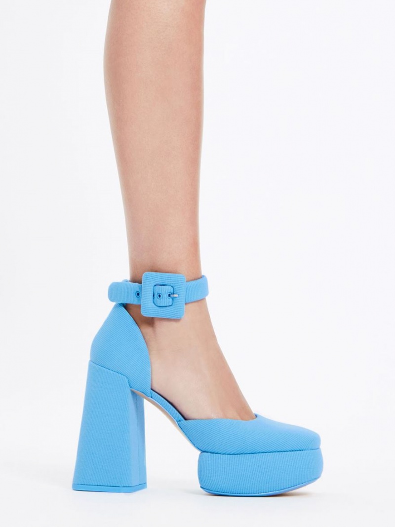 Γοβεσ Charles And Keith Sinead Woven Buckled D'Orsay flatforms μπλε | 79362-NTOA