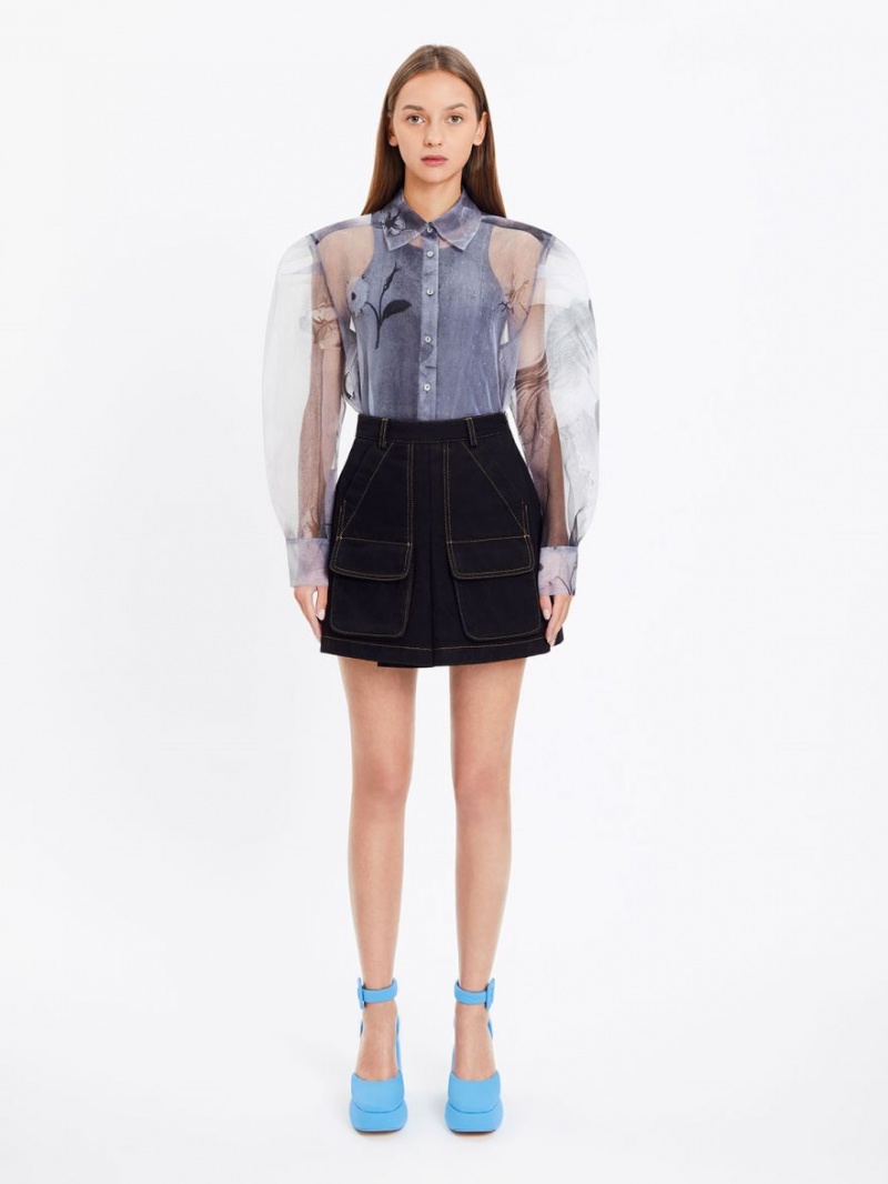 Γοβεσ Charles And Keith Sinead Woven Buckled D'Orsay flatforms μπλε | 79362-NTOA
